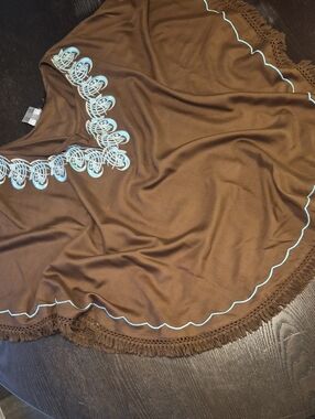Brown/Light Blue Embroidered Cover